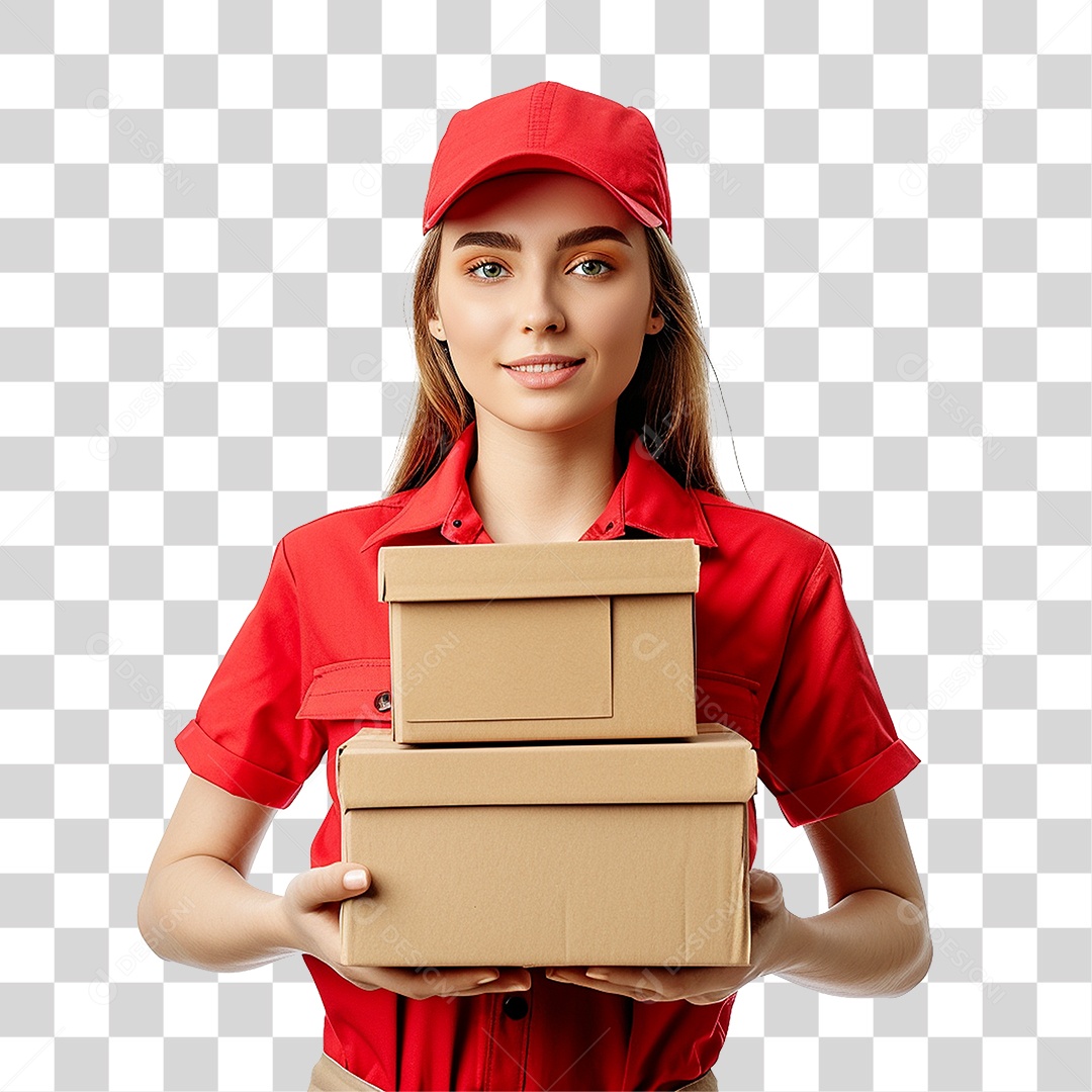 Mulher Entregadora Delivery PNG Transparente