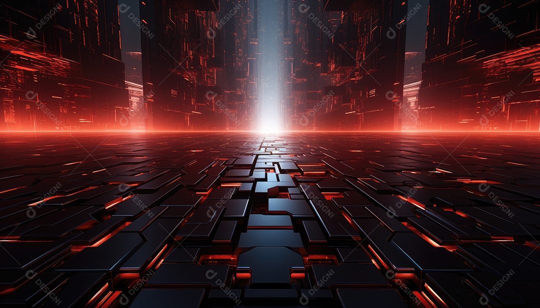 Fundo de textura abstrata de ficção científica futurista com linhas geométricas detalhadas e robótica