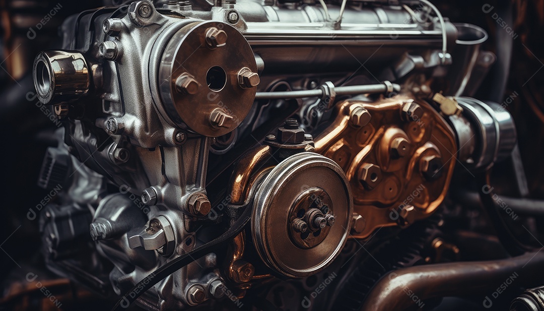 Fundo industrial motor de um carro antigo