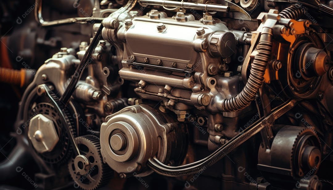 Fundo industrial motor de um carro antigo