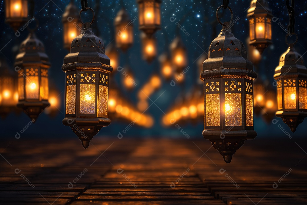 Lanternas com luzes suaves brilhantes formando