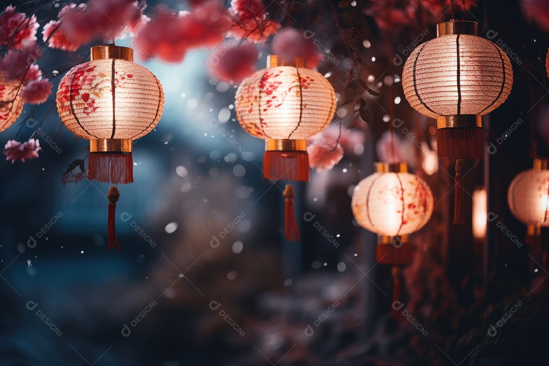 Lanternas com luzes suaves brilhantes formando