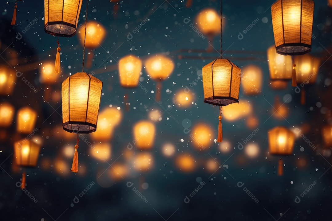 Lanternas com luzes suaves brilhantes formando