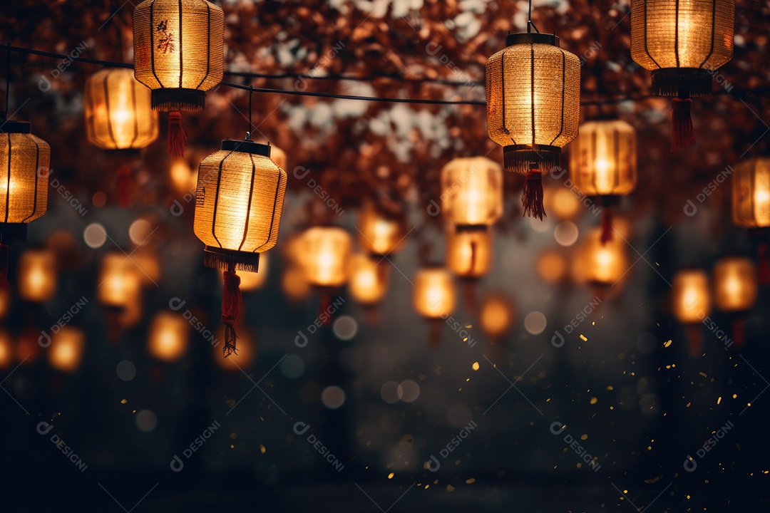 Lanternas com luzes suaves brilhantes formando