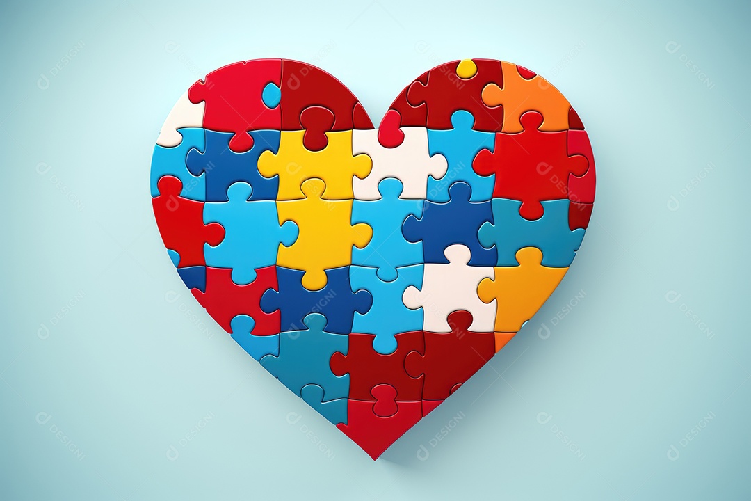 Peças de quebra-cabeça formando um coração