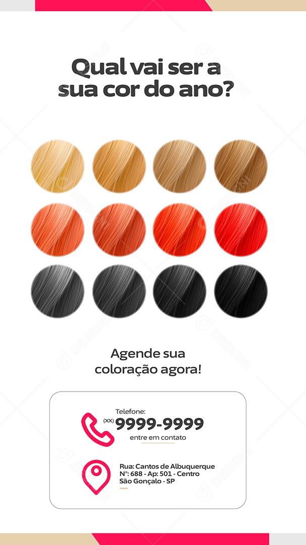 Story Salão de Beleza Qual vai ser a sua Cor do Ano Agende Social Media PSD Editável