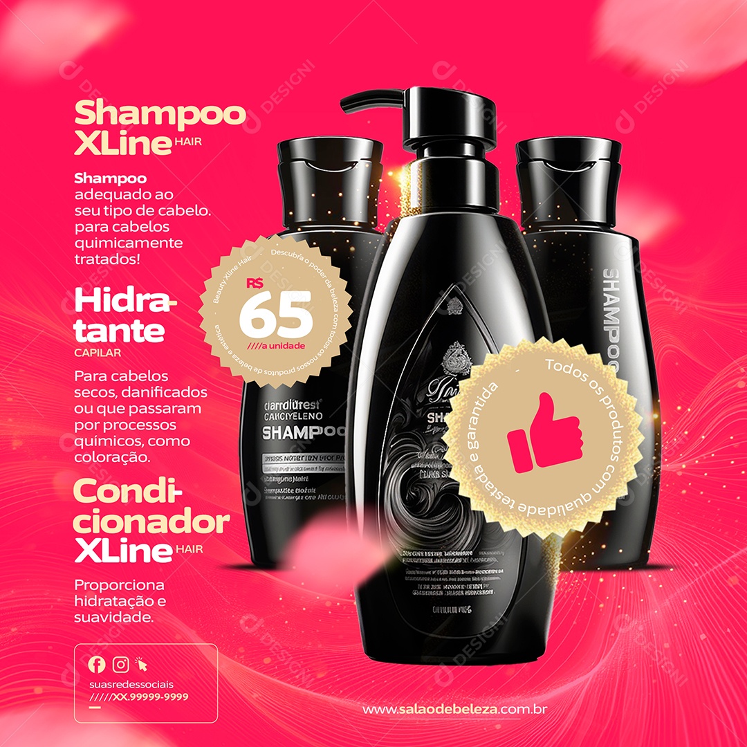 Salão de Beleza Shampoo Hidratante capilar condicionador Social Media PSD Editável