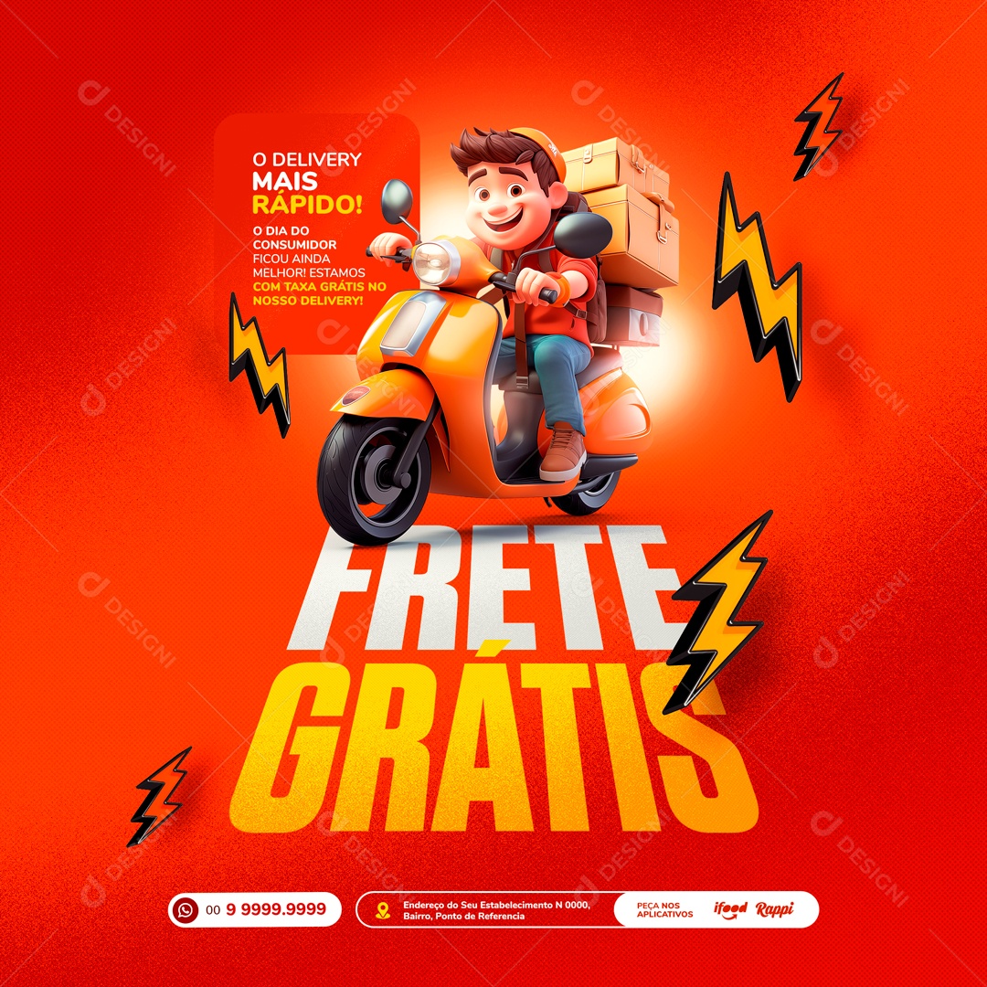 Dia Do Consumidor o Delivery mais Rápido Ficou Ainda Melhor Social Media PSD Editável