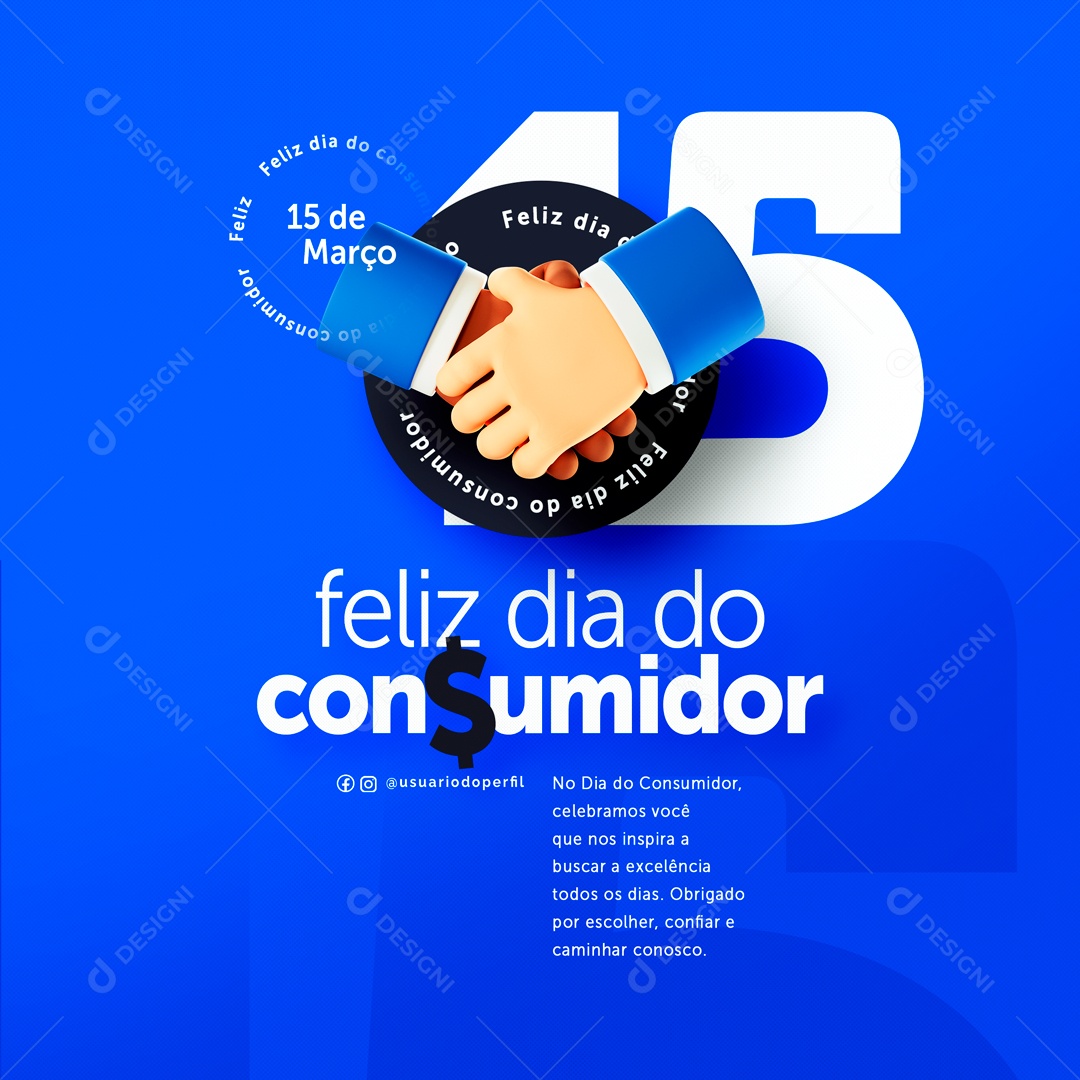 Dia Do Consumidor 15 de Março Obrigado por por Escolher Confiar Social Media PSD Editável