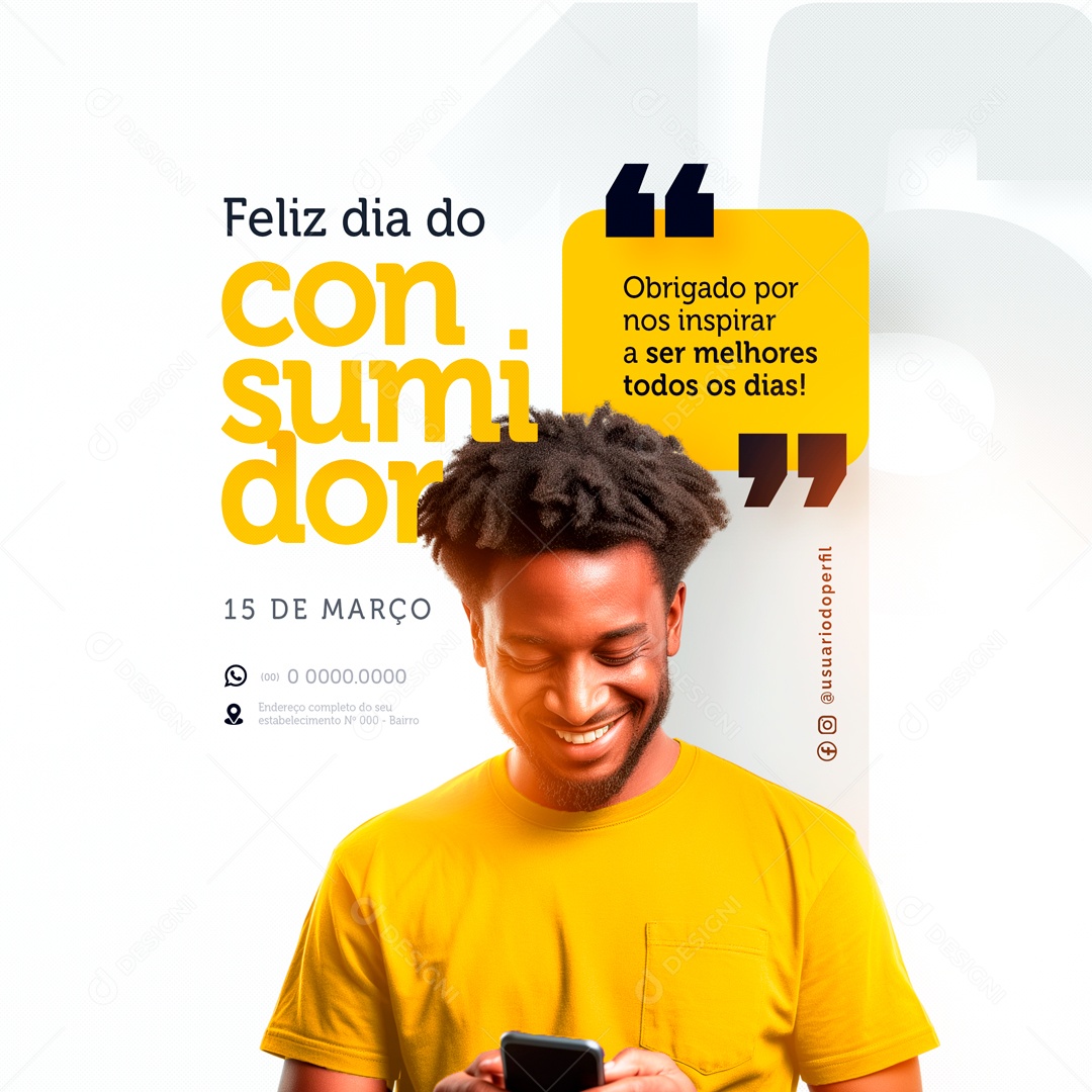 Dia Do Consumidor 15 de Março Obrigado por nos Inspirar Social Media PSD Editável