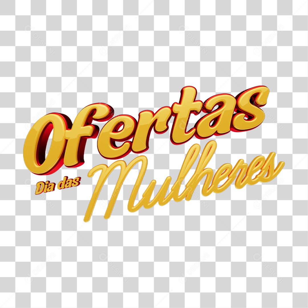 Texto 3D Ofertas Dia das Mulheres PNG Transparente