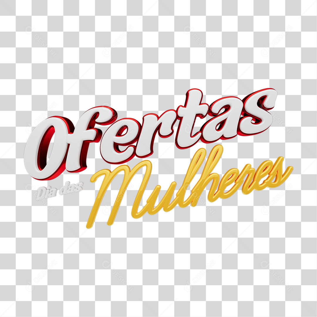 Texto 3D Ofertas Dia das Mulheres PNG Transparente