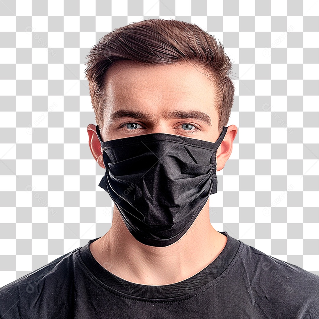 Homem Usando Mascara PNG Transparente