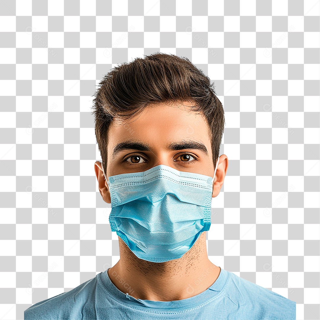 Homem Usando Mascara PNG Transparente