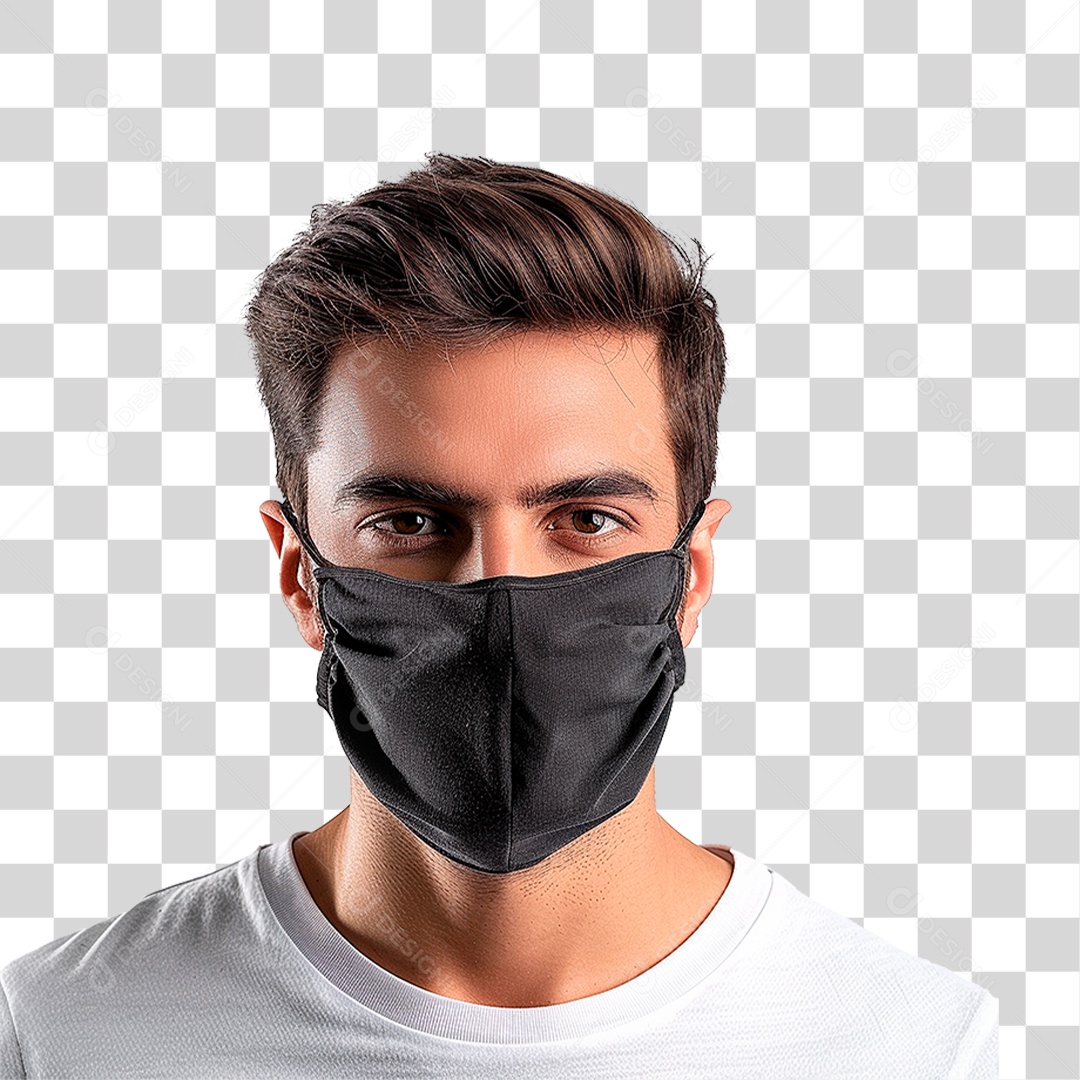 Homem Usando Mascara PNG Transparente