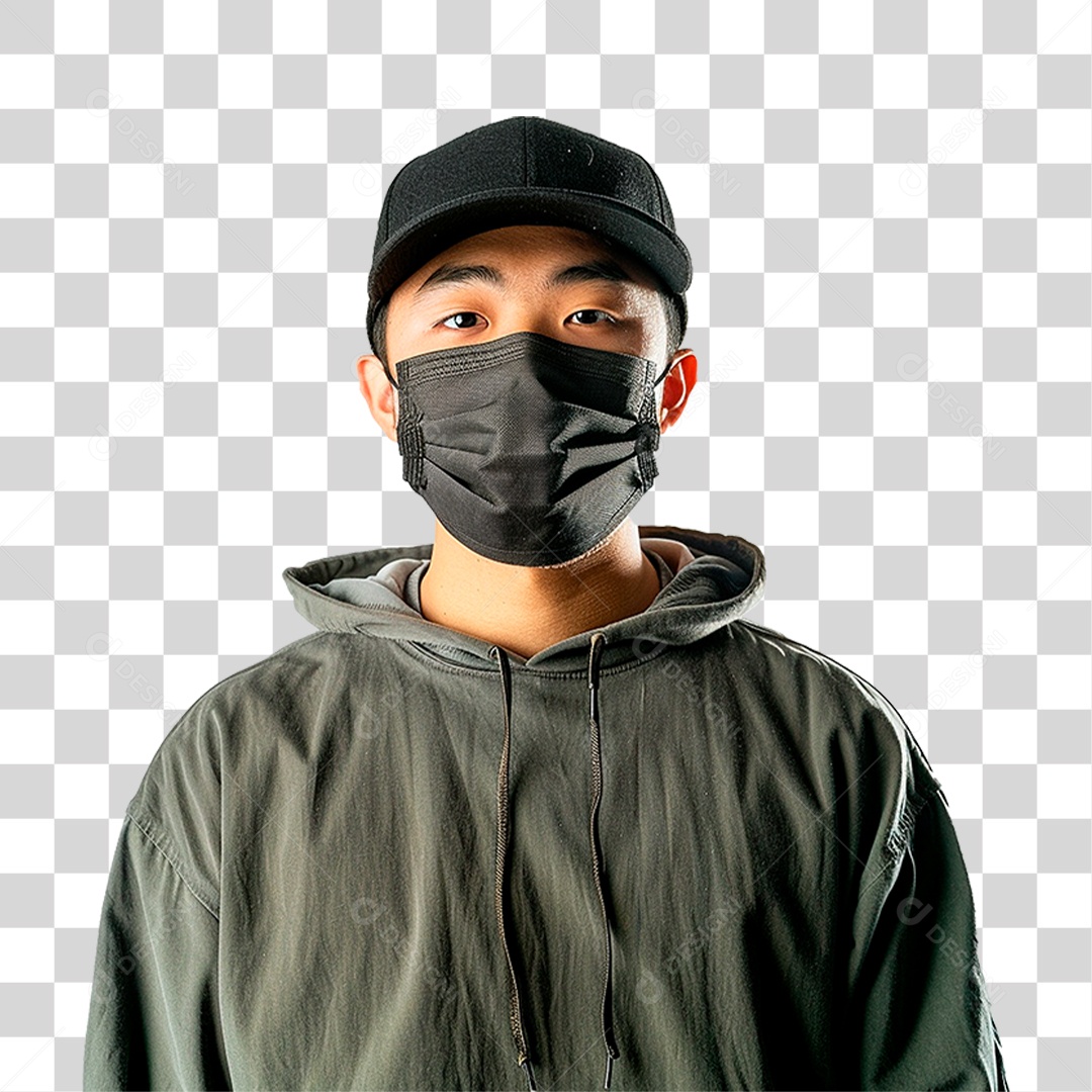 Homem Usando Mascara PNG Transparente