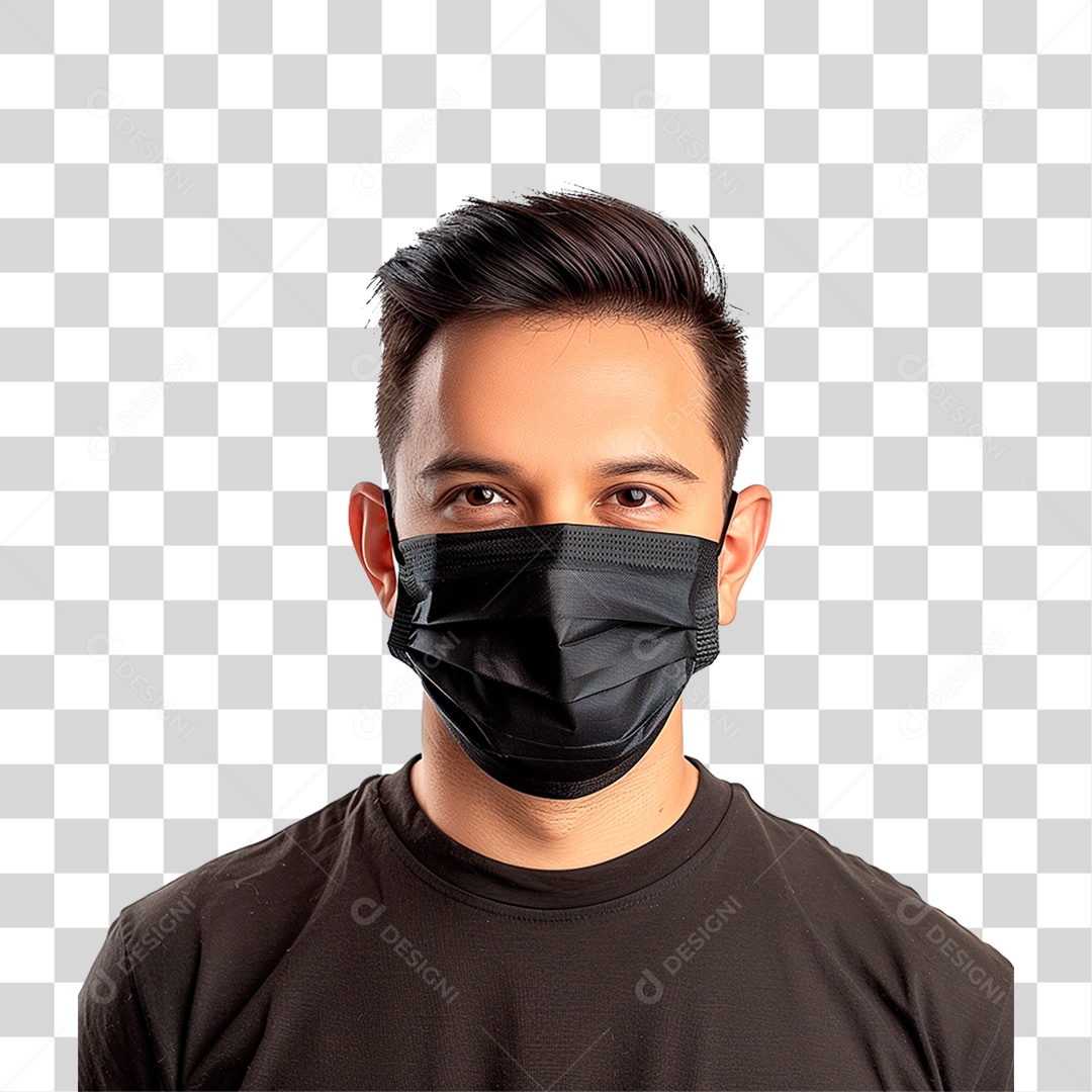 Homem Usando Mascara PNG Transparente