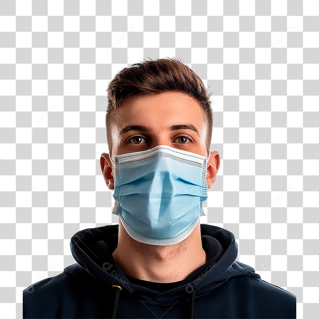Homem Usando Mascara PNG Transparente