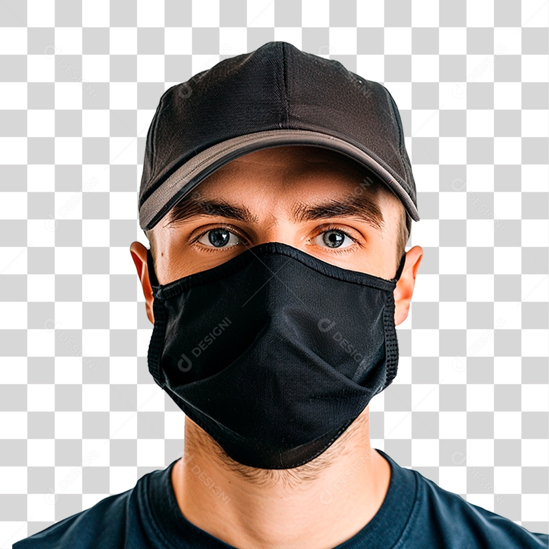 Homem Usando Mascara Médica PNG Transparente