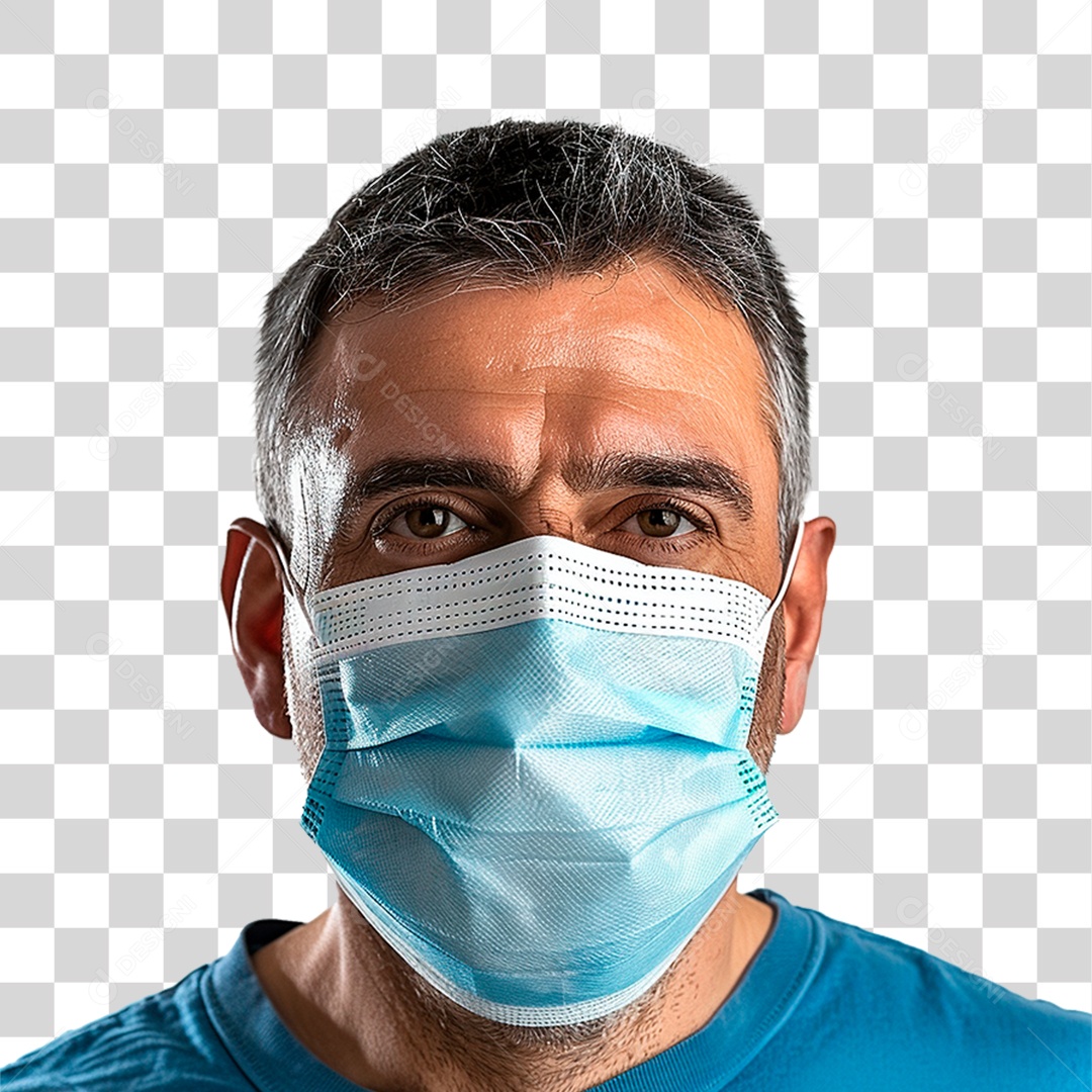 Homem Usando Mascara PNG Transparente
