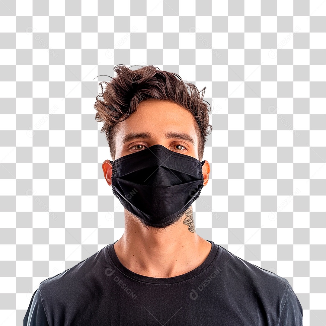 Homem Usando Mascara PNG Transparente