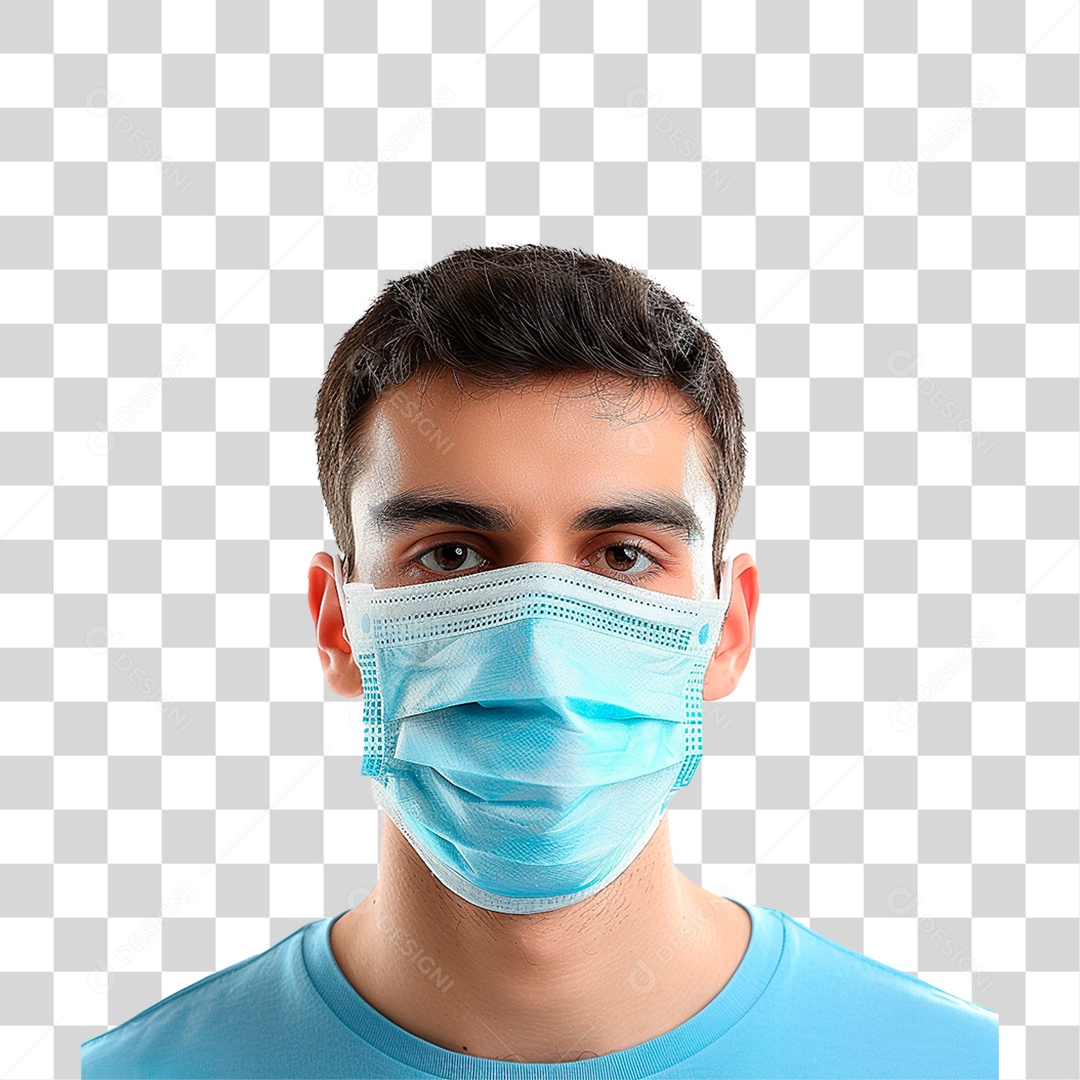 Homem Usando Mascara PNG Transparente