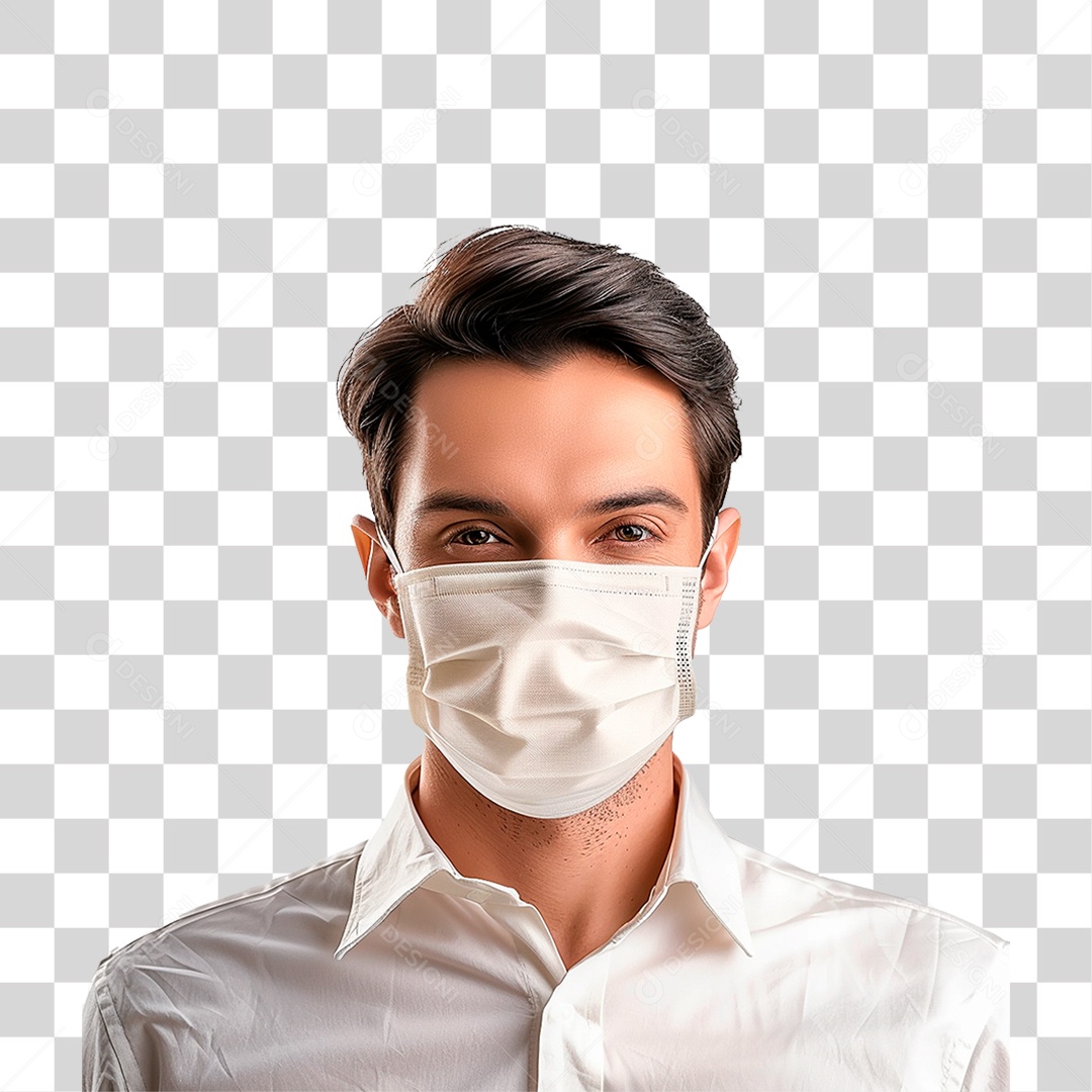 Homem Usando Mascara PNG Transparente