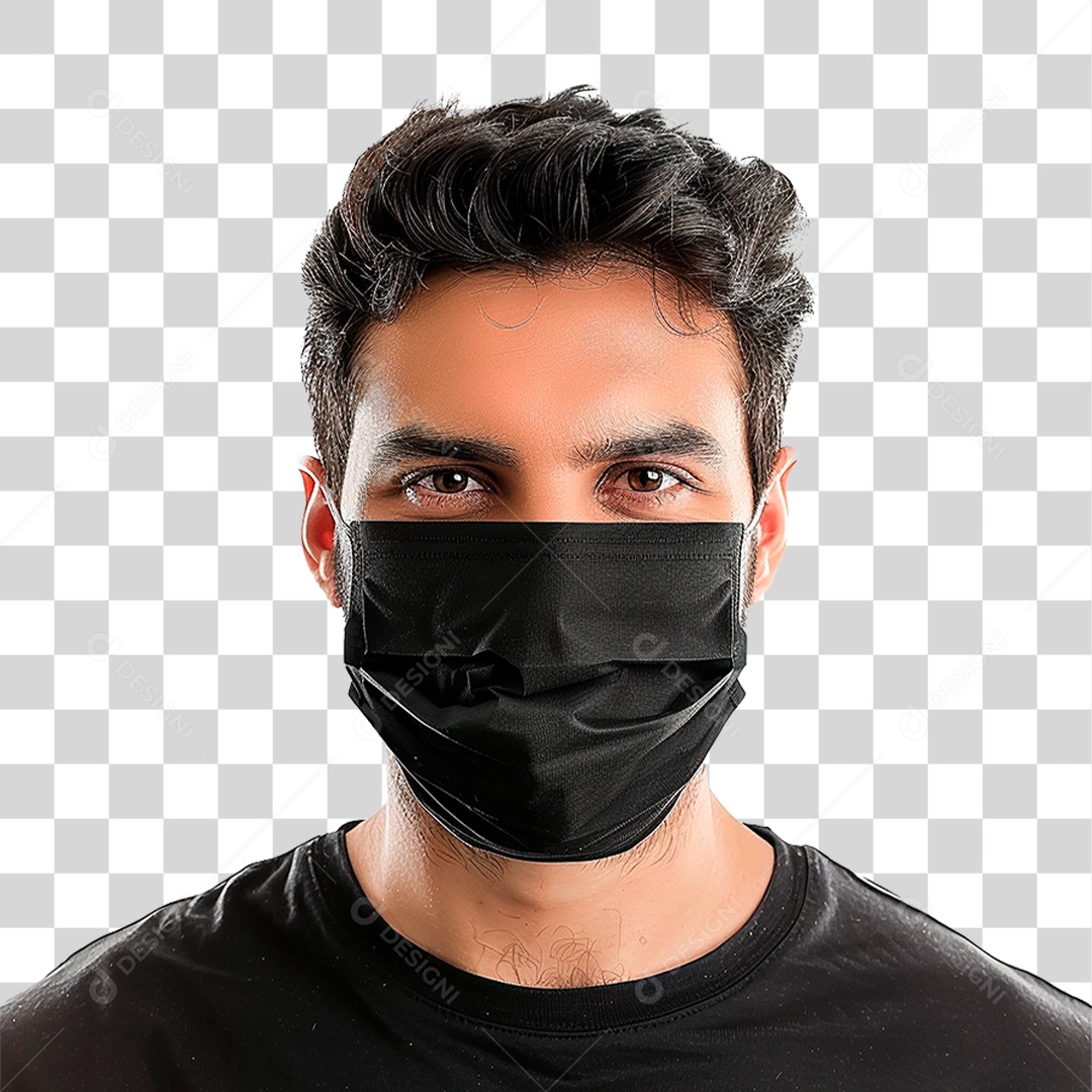 Homem Usando Mascara PNG Transparente