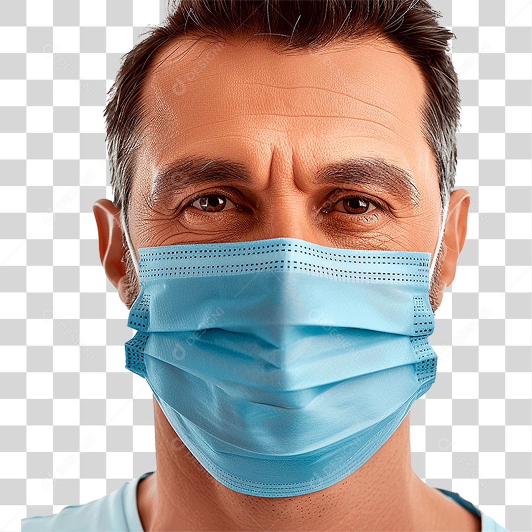 Homem Usando Mascara Médica PNG Transparente