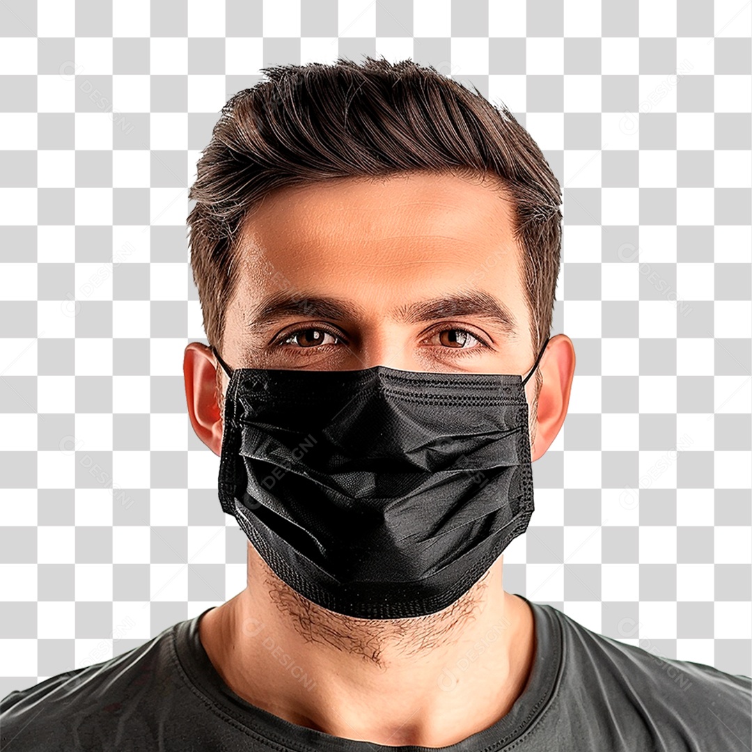 Homem Usando Mascara PNG Transparente