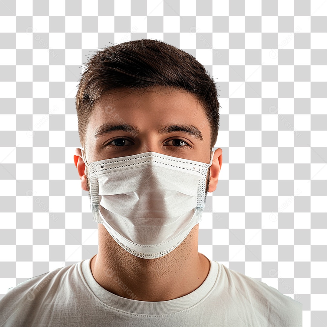 Homem Usando Mascara PNG Transparente