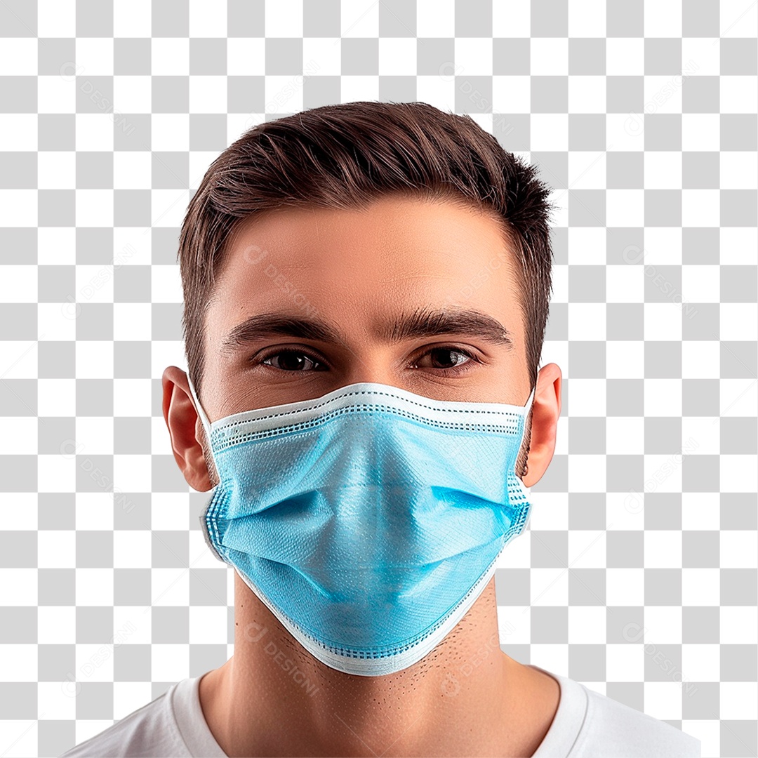 Homem Usando Mascara PNG Transparente