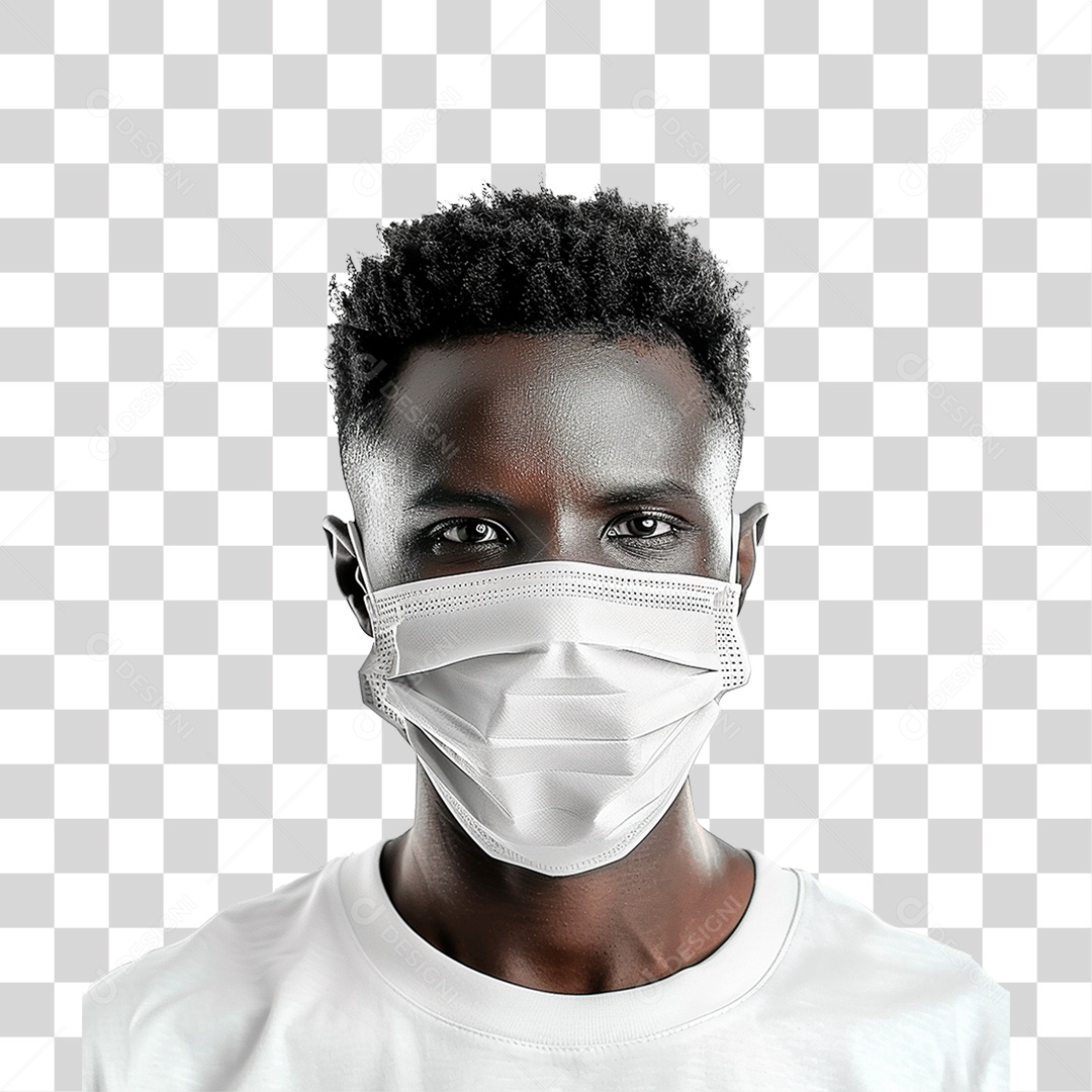 Homem Negro Usando Mascara PNG Transparente