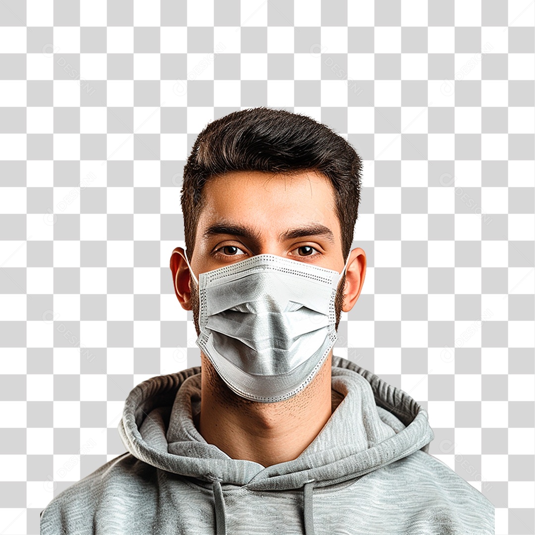 Homem Usando Mascara Médica PNG Transparente