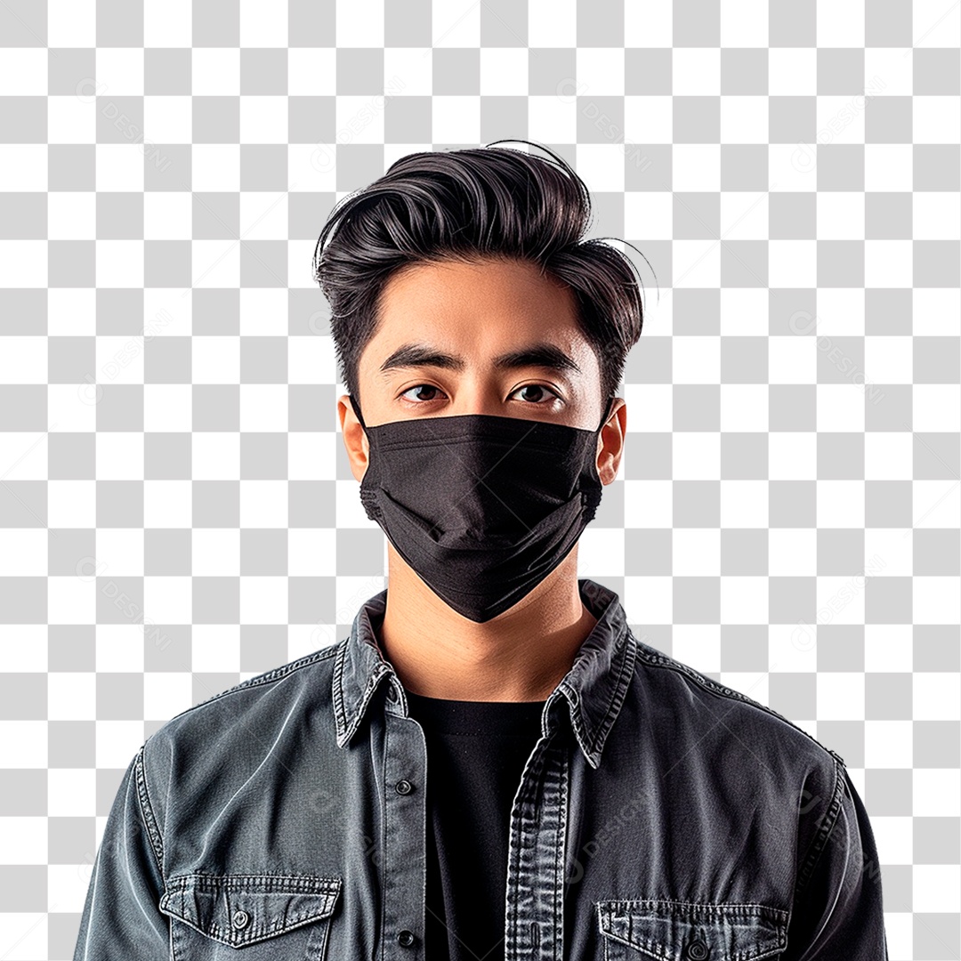 Homem Usando Mascara PNG Transparente