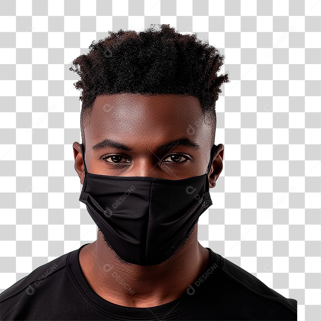 Homem Negro Usando Mascara PNG Transparente