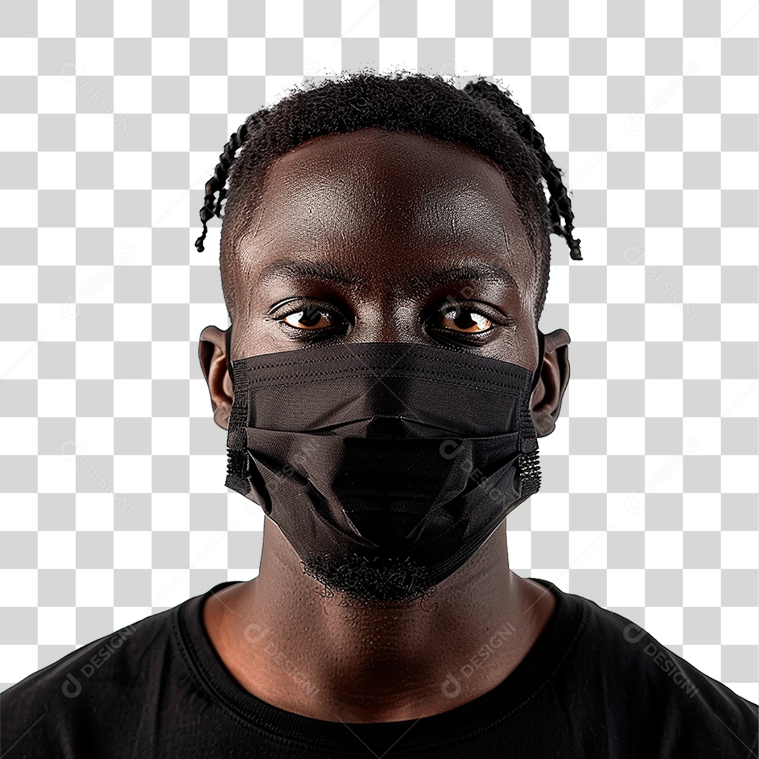 Homem Negro Usando Mascara PNG Transparente