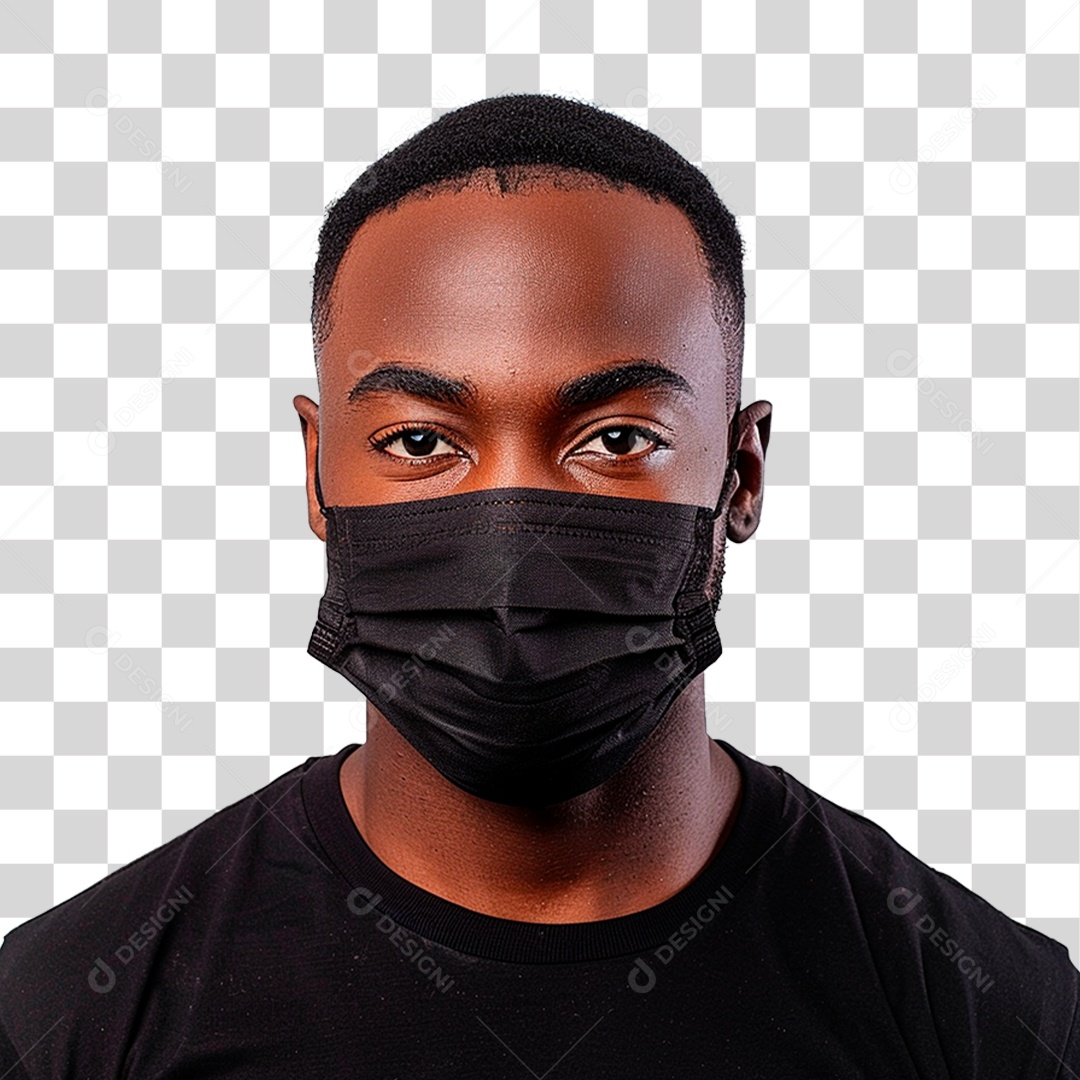 Homem Negro Usando Mascara PNG Transparente