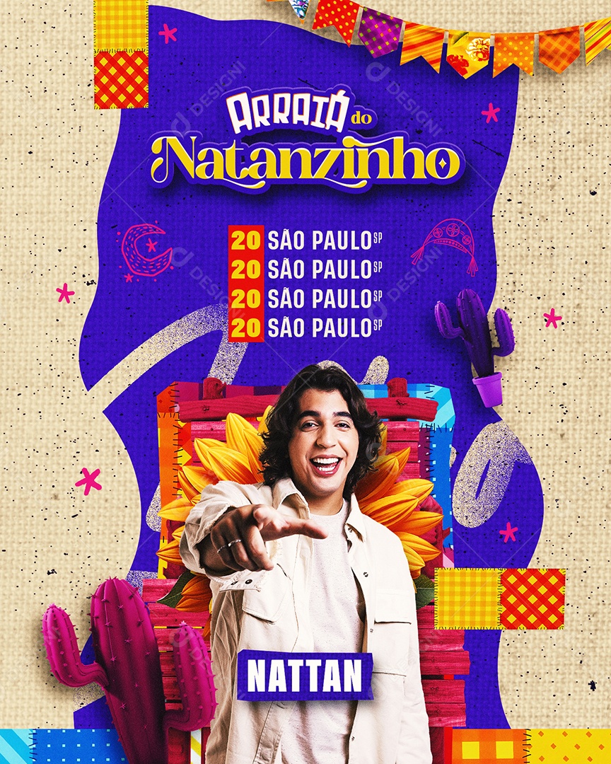 Flyer São João Arraiá do Natanzinho Social Media PSD Editável
