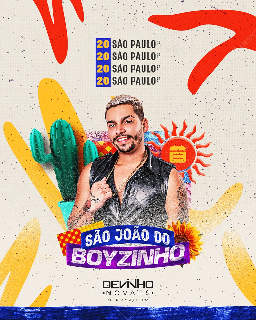 Flyer São João Boyzinho Devinho Novaes Social Media PSD Editável