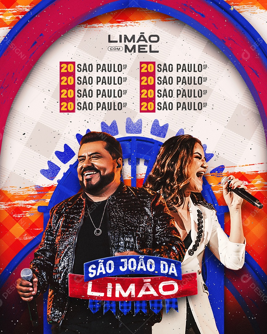 Flyer São João Limão com Mel Show Social Media PSD Editável