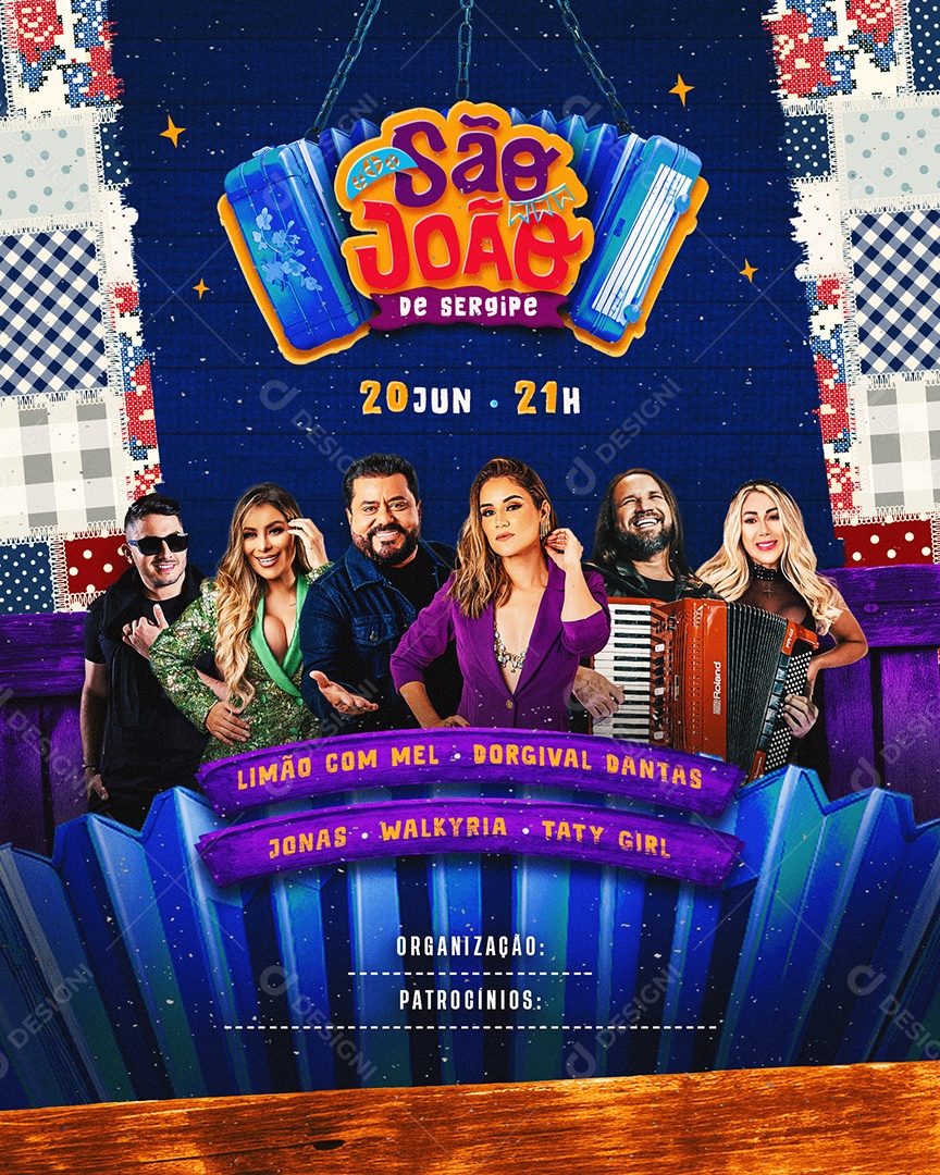 Flyer São João De Sergipe Limão com Mel Dorgival Dantas Jonas Social Media PSD Editável