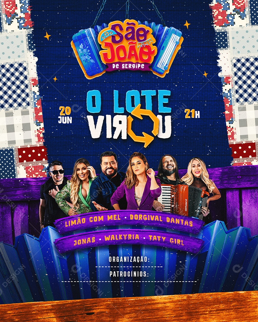 Flyer São João O Lote Virou Limão com Mel Dorgival Dantas Jonas Social Media PSD Editável