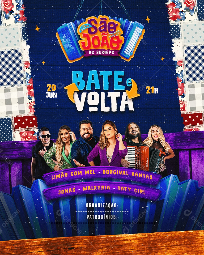 Flyer São João Bate e Volta Limão com Mel Dorgival Dantas Jonas Social Media PSD Editável