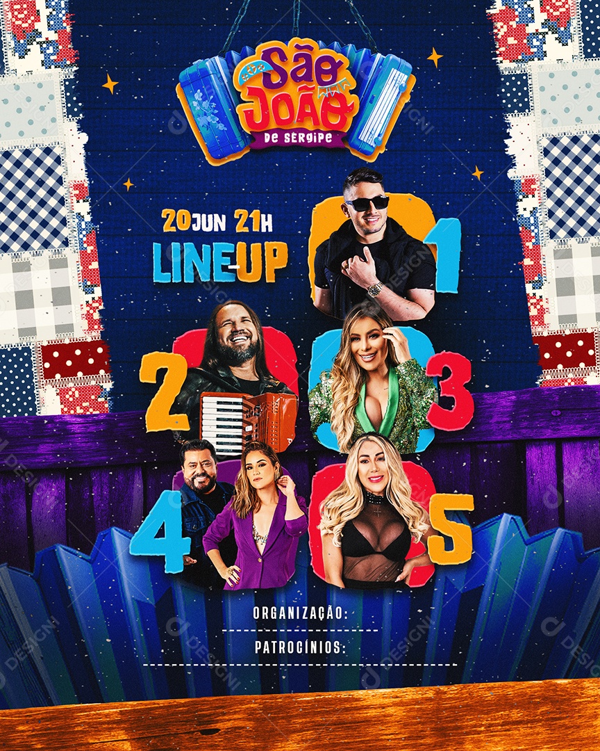 Flyer São João Line Up Show Social Media PSD Editável