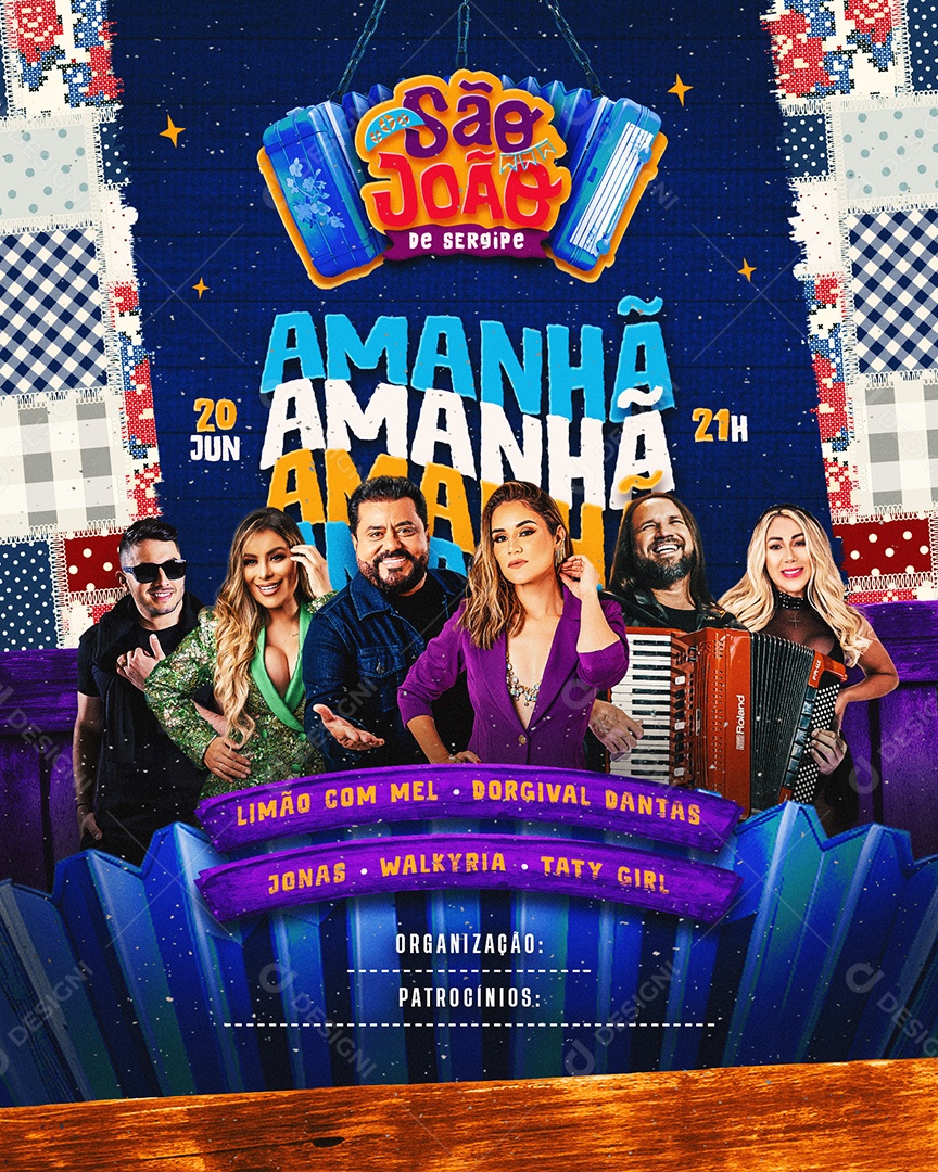 Flyer São João Amanhã Limão com Mel Dorgival Dantas Jonas Social Media PSD Editável