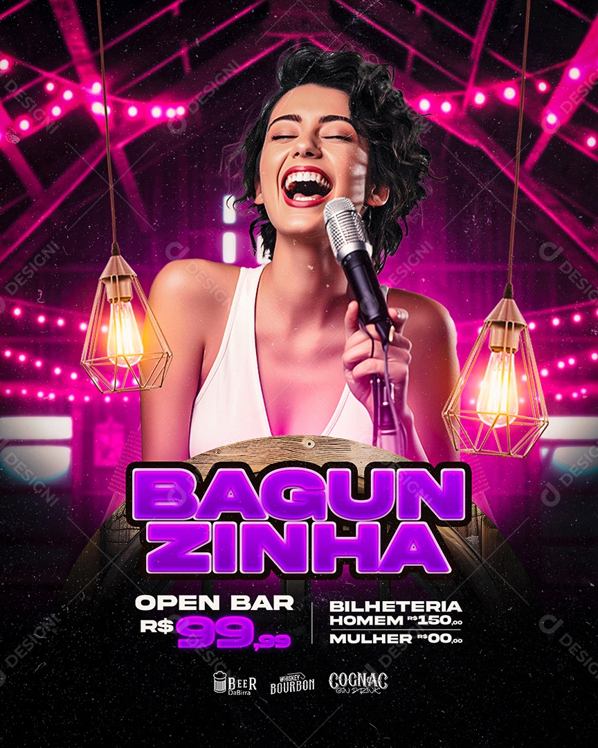 Flyer Bagunzinha Show Ao Vivo Social Media PSD Editável