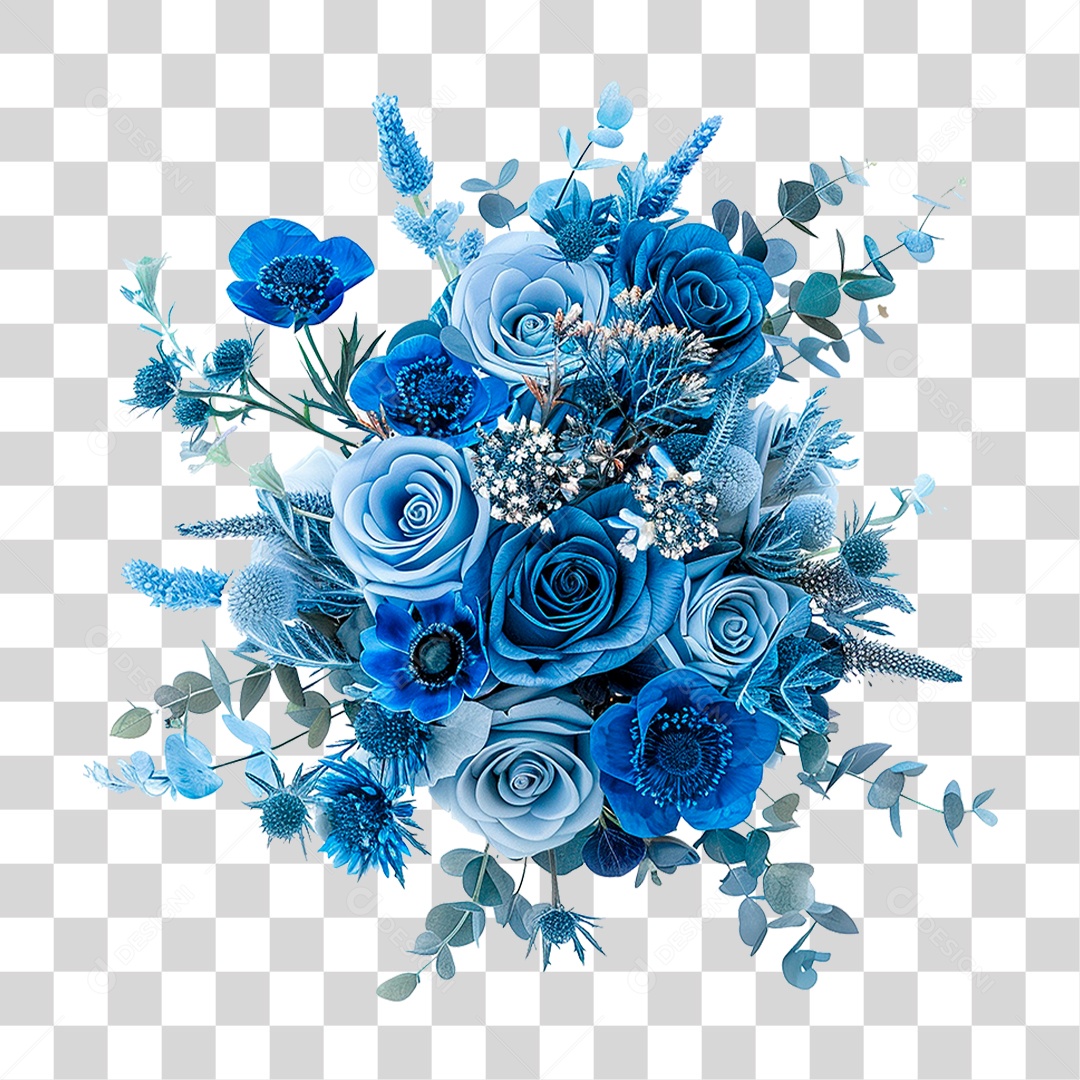 Blue Flowers Transparent PNG Bouquet
