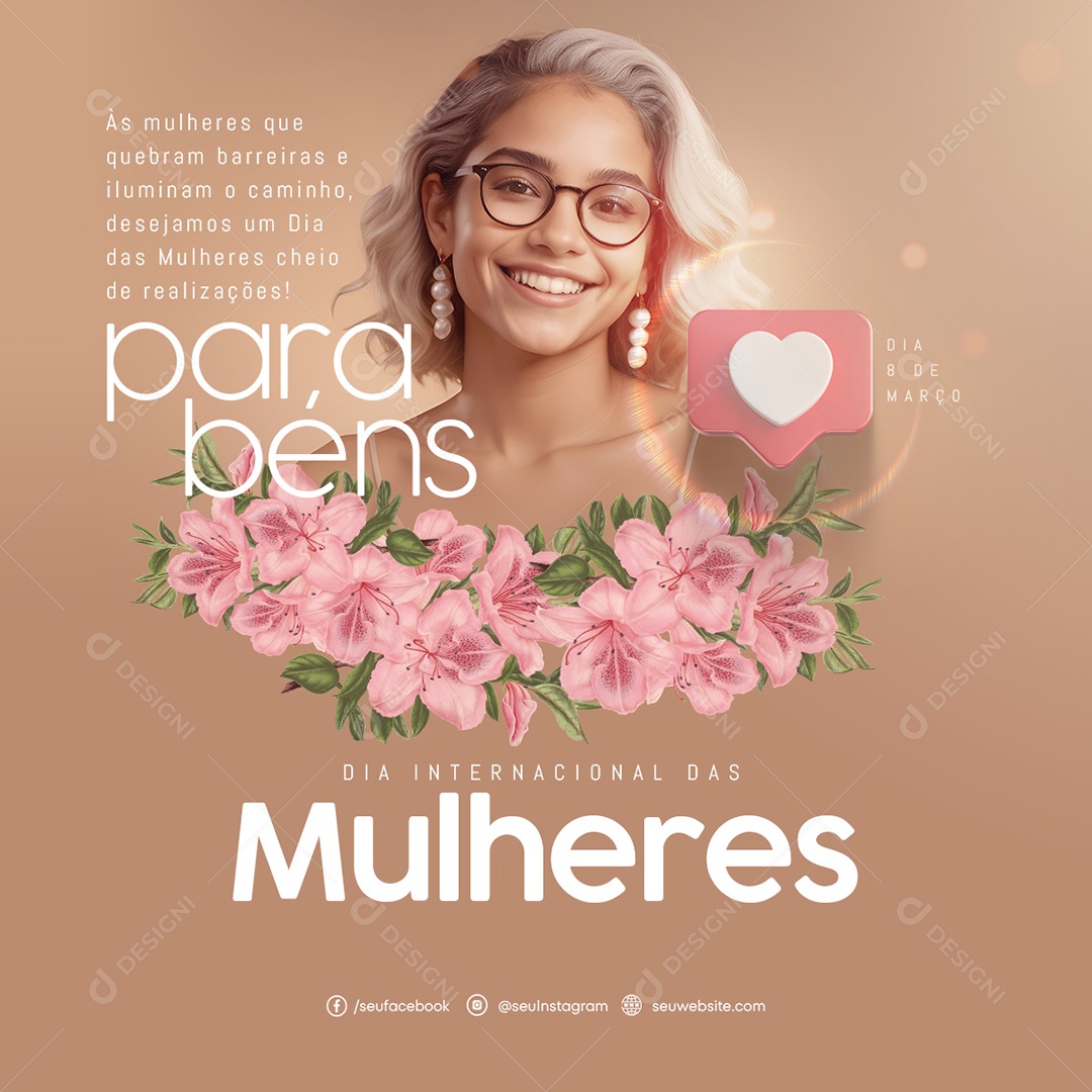 Dia Internacional das Mulheres 8 de Março Quebram Berreiras Social Media PSD Editável