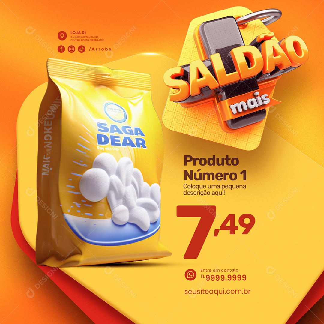 Saldão mais Supermercado produto Social Media PSD Editável
